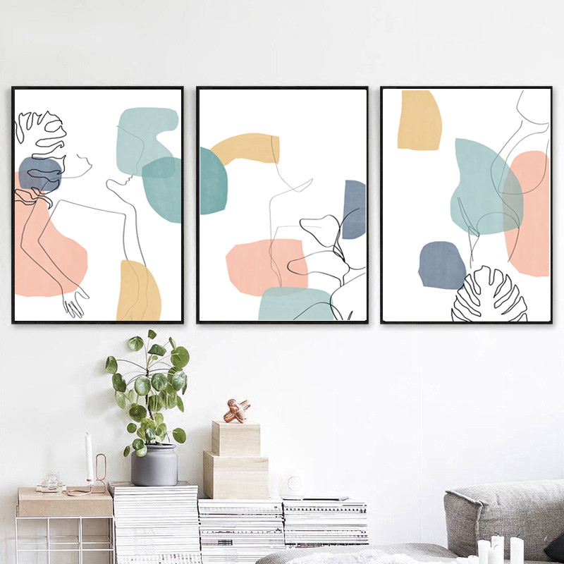 Minimalist 3 posters with a female theme line to download