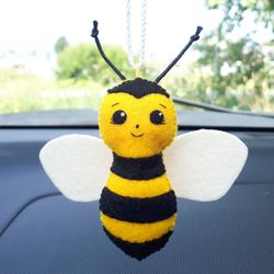 Bee plush, Car accessories for women, Rear view mirror accessories, Cute car accessories, Bee charm, Teenage girl gifts