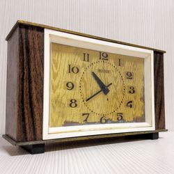 soviet antique desk clock molnija.vintage mechanical mantel clock