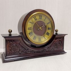 soviet vintage desk clock vesna. antique wooden mechanical clock
