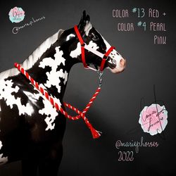 breyer bicolor halter & lead rope set 64 colors - lsq model horse tack - toy accessories - traditional custom handmade
