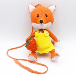 Fox plush, hanging rear view mirror accessory, for women and for teens, hanging ornament for car