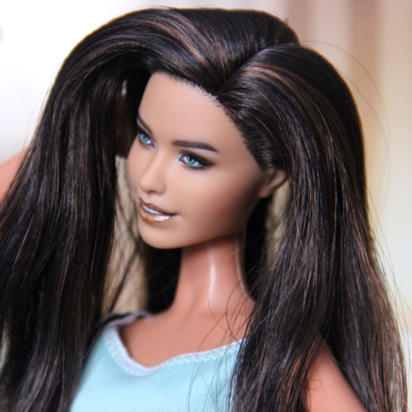 Barbie Fashionista brunette doll repaint OOAK 2