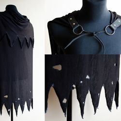 Black Cloak for LARP costume or fantasy cosplay. DND dress. Dark magic.