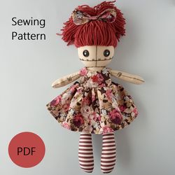 Rag Doll Sewing Pattern And Tutorial PDF, Doll With Clothes Printable Pattern To Sew, Digital File, Instant Download DIY