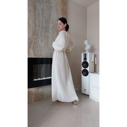 Ankle length robe Long knit cardigan Chunky cardigan for women