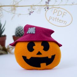 Pumpink pattern Halloween ornament sewing tutorial PDF Felt Halloween decoration DIY