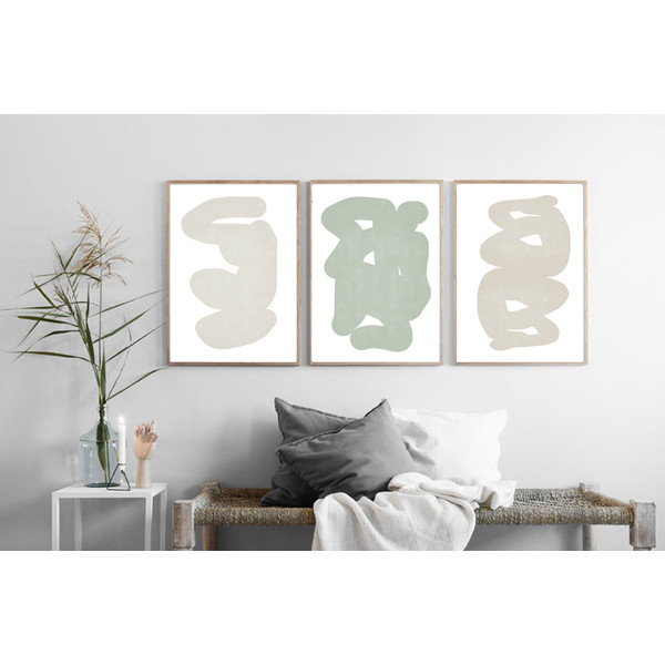 3 abstract geometric green gray posters easy to download