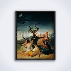 Witches Sabbath painting by Francisco Goya, witchcraft printable art, print, poster (Digital Download)