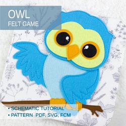 PDF felt Pattern, Quiet book page Owl