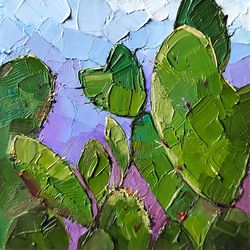 Cactus painting floral original art flower oil painting desert plant artwork 4 by 4 inches Arizona wall art by AlyonArt