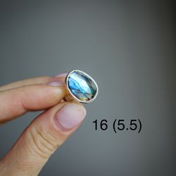 labradorite silver ring, size 5.5, statement silver ring, gemstone ring, gift for women