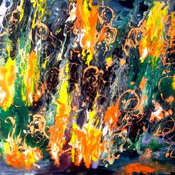 Holiday Firework Painting Art Abstract Large Original Artist Svinar Oksana