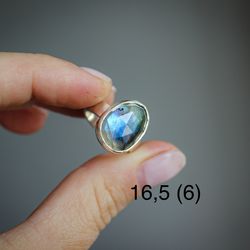 Labradorite silver ring, Size 6, Statement silver ring, gemstone ring, Gift for women