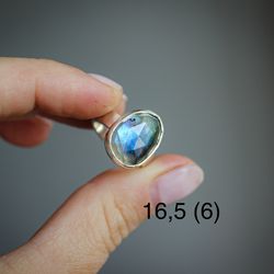 labradorite silver ring, size 6, statement silver ring, gemstone ring, gift for women