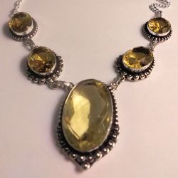 stunning 925 sterling silver citrine necklace