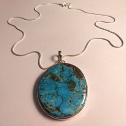 stunning 925 sterling silver turquoise necklace