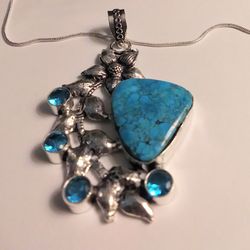 amazing 925 sterling silver turquoise necklace