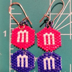 M & M candies Red and Blue  Earrings