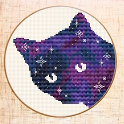 galaxy cat cross stitch pattern modern cross stitch space cross stitch galaxy animal cross stitch pdf