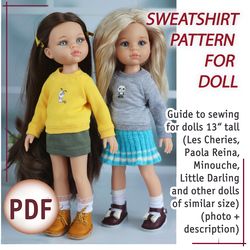 PDF sweatshirt pattern for Paola Reina and other similar dolls