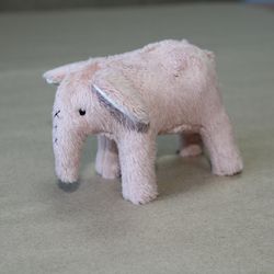 pink teddy elephant. sweet plush toy. cute light miniature elephant. mini handmade plush toy.