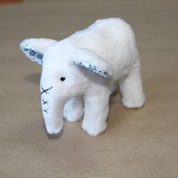 miniature elephant. teddy elephant. sweet plush toy. white elephant. cute handmade toy elephant.