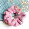 Striped pink and gray Handknit Scrunchies for women Chtistmas gift for her Gift for women Valentine day gifts Scrunchie