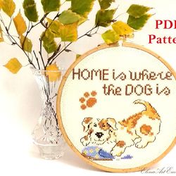 Funny Dog Cross Stitch Pattern PDF, Dog Embroidery, Beginner Embroidery, Gog Lover Gift For Home, Easy Cross Stitch PDF