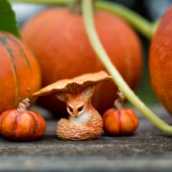 original clay chanterelle mushroom fox figurine kawaii clay art cute decor