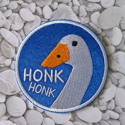 Goose patch Honk patch Sew on or Hook and Loop Meme Patch Blue
