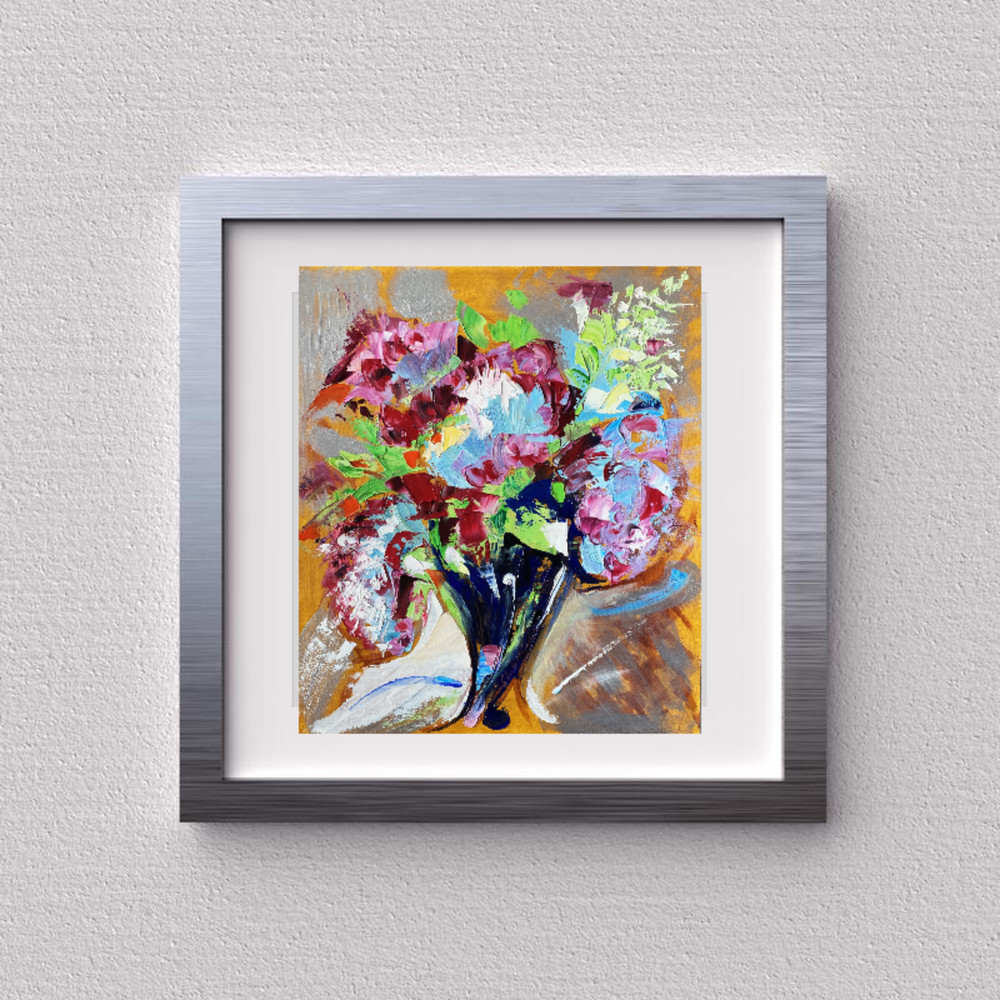 Bouquet oil painting floral original art expressive .png