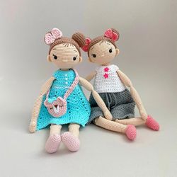 Ballerina doll with outfits - crochet doll with removable clothes