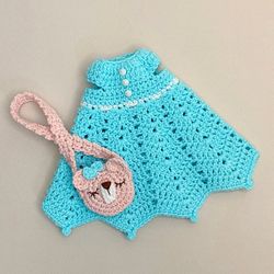 Ballerina doll outfit - crochet outfit (bell dress and handbag clothes)