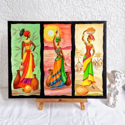 african queen oil painting black woman portrait original art african landscape