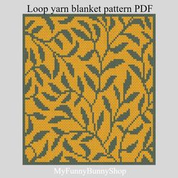 Loop yarn Floral print blanket pattern PDF Instant Download