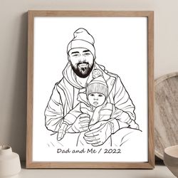 Custom portrait drawing From Photo Portrait Dad and Baby Custom New Dad gift Custom Digital Family Portrait from Photo