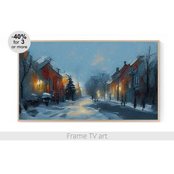 samsung frame tv art download 4k, samsung frame art tv christmas landscape, frame art tv modern painting winter | 767