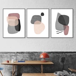 Abstract Poster Pink Black Art 3 Piece Art Large Art Abstract Painting Concept Wall Art Digital Prints Abstract Triptych