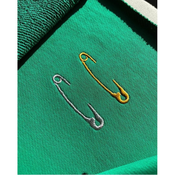 Safety pin Embroidery Design, 4 sizes, accessory download | Inspire Uplift