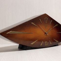 soviet vintage desk clock vesna. mechanical mantel wooden clock