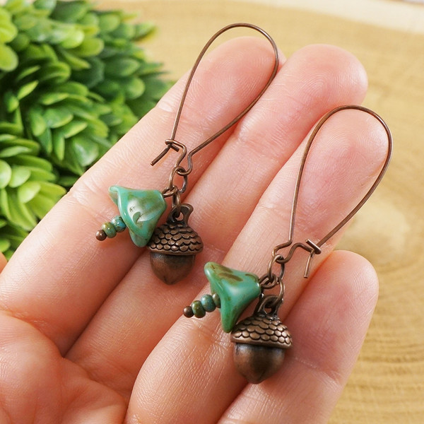 green-acorn-earrings