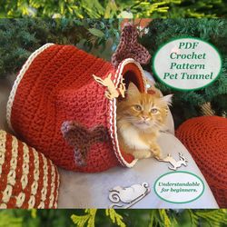 Crochet pet tunnel reindeer Digital instruction manual in PDF format Cat furniture
