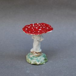 Fly agaric figurine Mushroom incense holder Magic mushroom Handmade ceramic figurine Fairy style Amanita Home decor