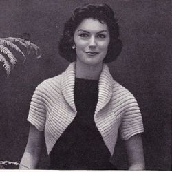 Vintage Knitting Pattern 33 Simple Shrug Women