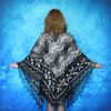 Gray embroidered large Orenburg Russian shawl, Hand knit cover up, Wool wrap, Handmade stole, Warm bridal cape, Kerchief, Big scarf, Pashmina 2.JPG