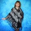 Gray embroidered large Orenburg Russian shawl, Hand knit cover up, Wool wrap, Handmade stole, Warm bridal cape, Kerchief, Big scarf, Pashmina 4.JPG