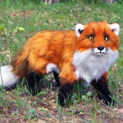 Red fox - handmade stuffed realistic animal. OOAK soft toy, art doll
