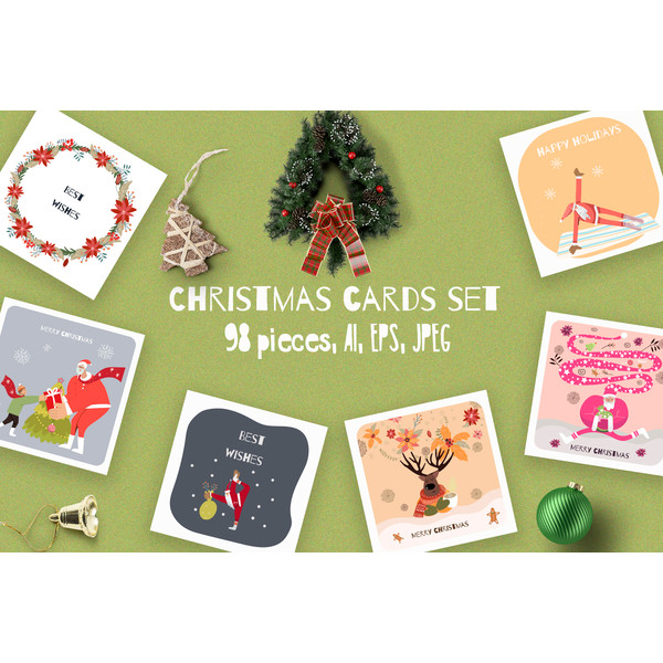 Sporting santa cards, christmas set cards