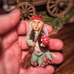 Charming Baba Yaga! Russian witch! The height of the old woman is 7 cm!